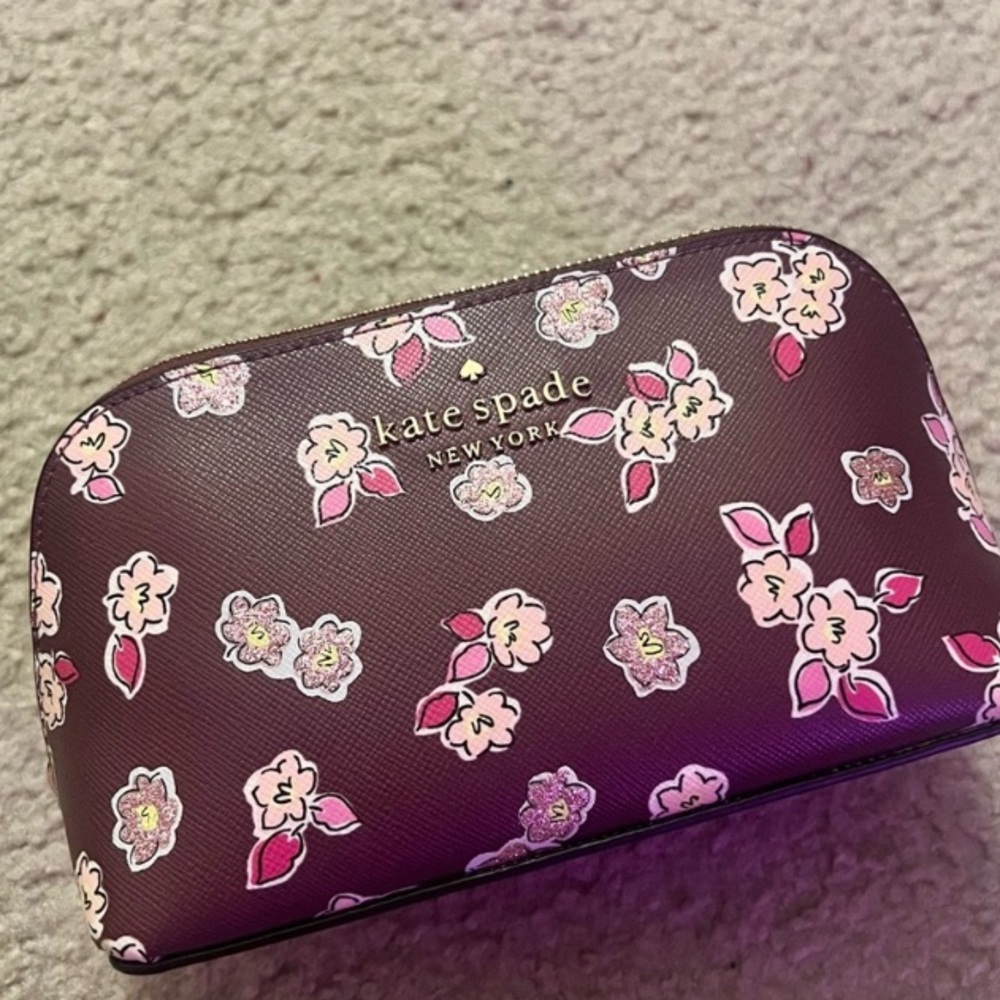 Kate Spade Leather Floral Cosmetic Bag